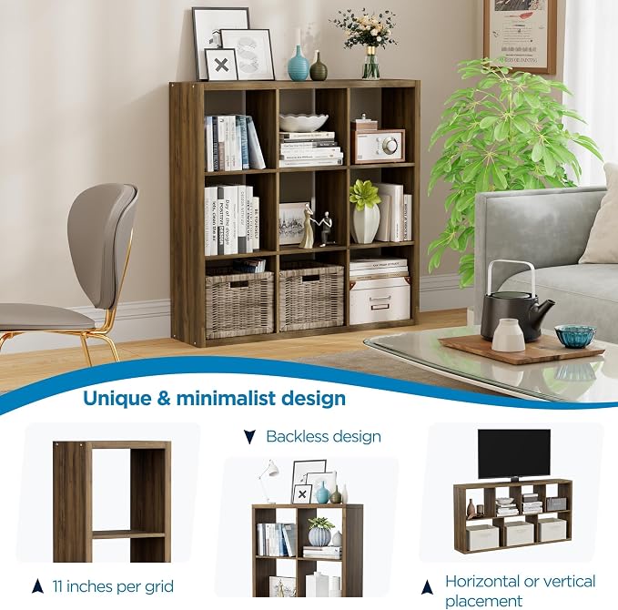 9-Cube Storage Organizer, Wooden Cube Shelf Bookcase - Image 6