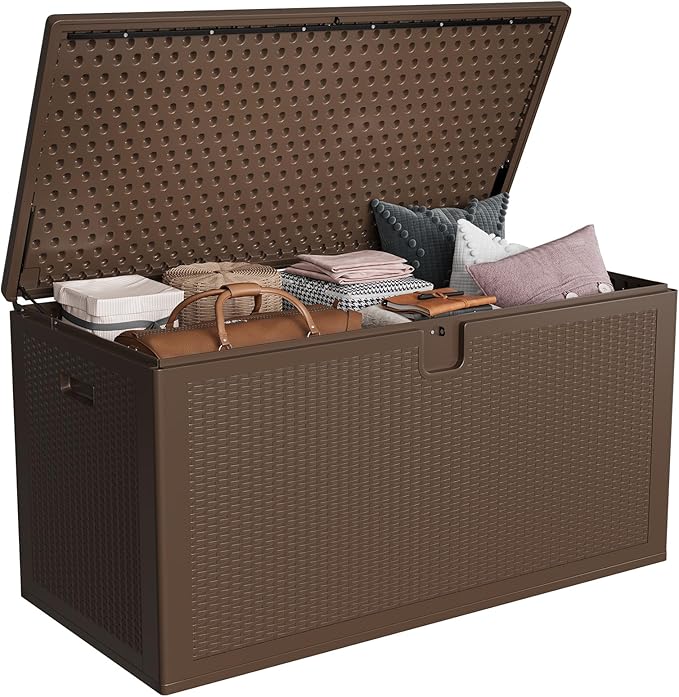 IDEALHOUSE 150 Gallon Resin Deck Box, Waterproof Outdoor Storage Box by IDEALHOUSE