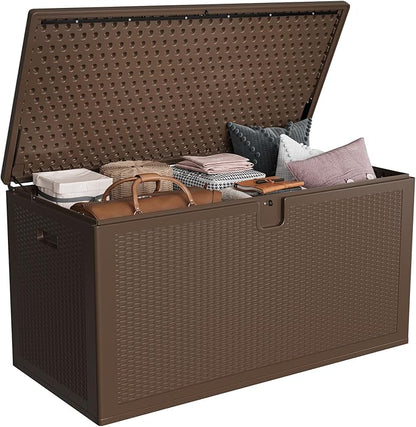IDEALHOUSE 150 Gallon Resin Deck Box, Waterproof Outdoor Storage Box by IDEALHOUSE