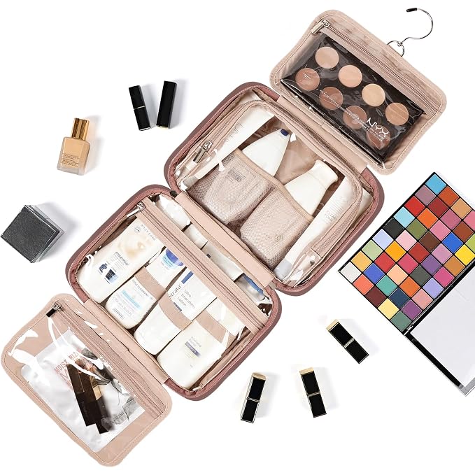 NISHEL Travel Toiletry Bag for Women, Makeup Essentials Organizer, Hanging Case - Image 6