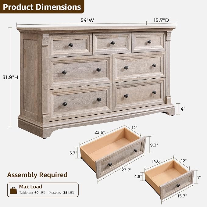 T4TREAM Farmhouse 7 Drawers Dresser - Image 2