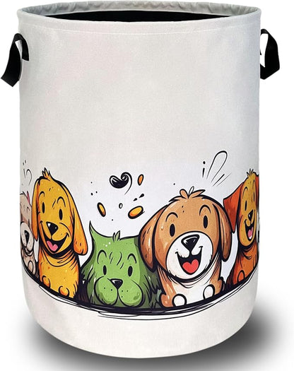 Happy Colorful Dogs Laundry Hamper by SELIONLIKN