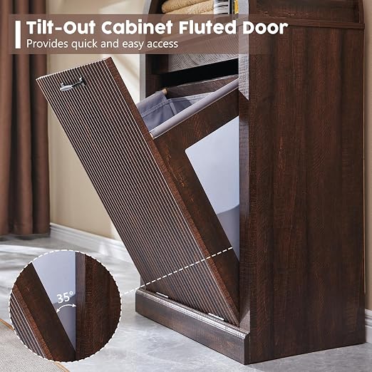Arch Tilt-Out Trash Can Cabinet, Fluted Kitchen Trash Can 10 Gallon - Image 6