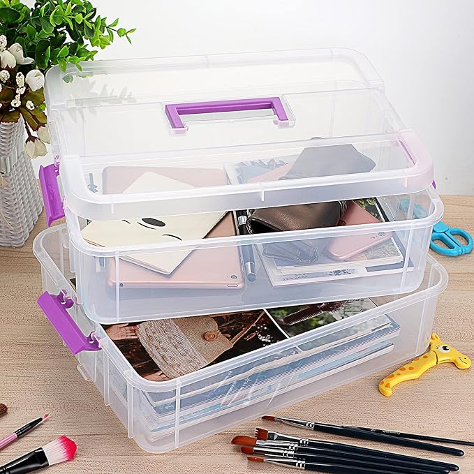 JUXYES 2-Tiers Stack Carry Storage Box - Image 6