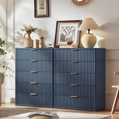 Fluted 5 Drawers Dresser for Bedroom, Living Room - Image 3