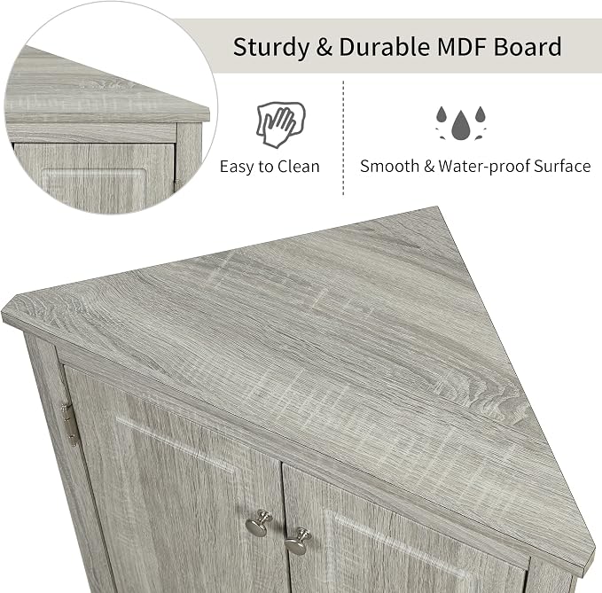 GDFStudio 31.5" H Triangle Corner Bathroom Storage Cabinet - Image 4