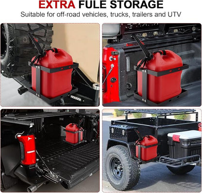 5 Gallon Gas Can Holder with Securing Strap, Cold-forged Steel Fuel Tank - Image 6