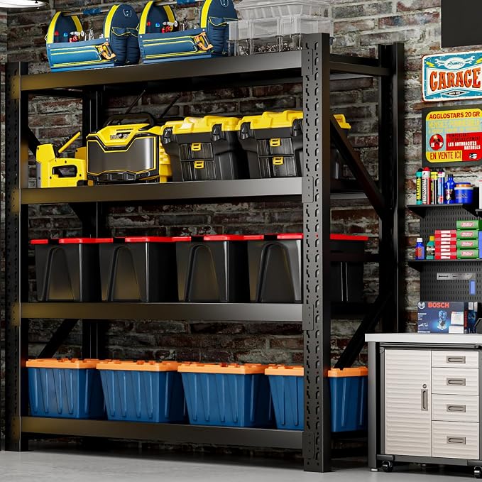 3000LBS Heavy-Duty Garage Shelving, 4-Tier Adjustable Garage Shelving Units - Image 2