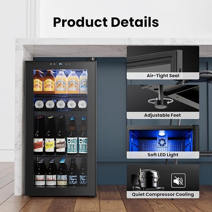 Yeego Beverage Refrigerator Cooler, 105 Cans Drink Fridge - Image 5