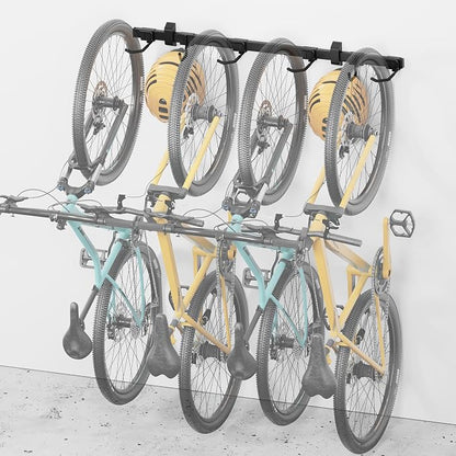 monTEK Enhanced Bike Storage Rack, Adjustable 4-Bike and 2-Helmet Hangers by monTEK