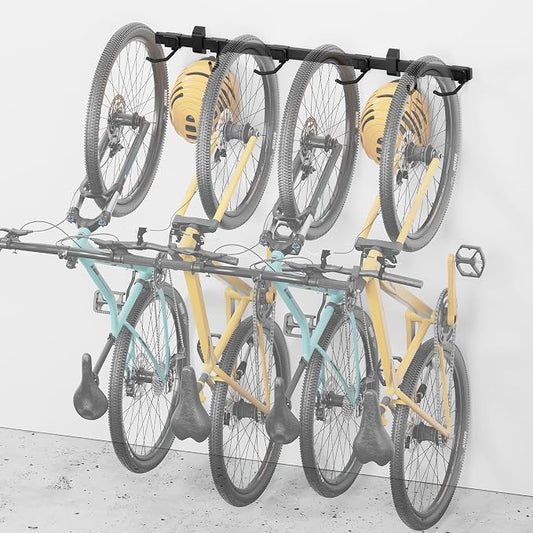 monTEK Enhanced Bike Storage Rack, Adjustable 4-Bike and 2-Helmet Hangers by monTEK