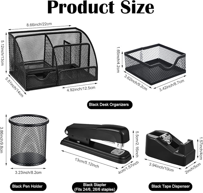 Black Desk Organizer and Accessories - Image 2