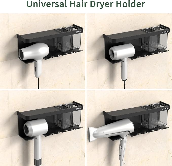 Hair Dryer Holder Wall Mounted Adhesive/Drilling, Hair Dryer Storage Organizer - Image 2