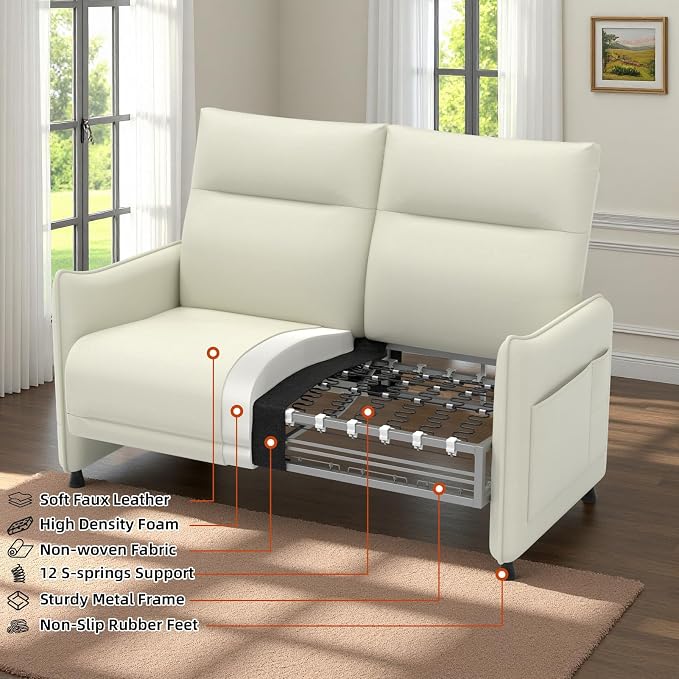 Faux Leather Loveseat, Upholstered Loveseat - Image 7