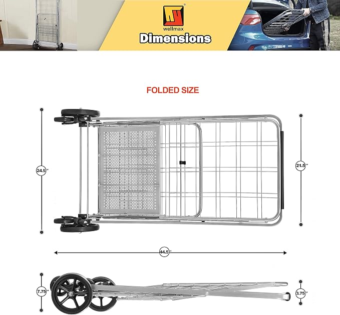 Wellmax Folding Grocery Cart - Image 4