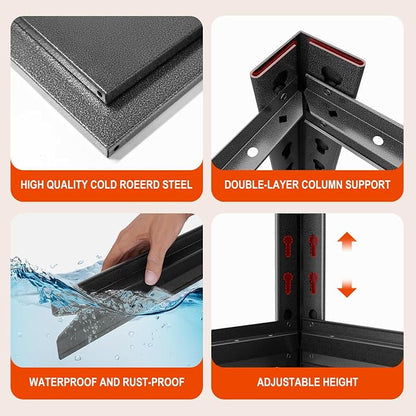 63" H/32” W Garage Shelving, Heavy Duty 5 Tire Adjustable Storage Unit - Image 6