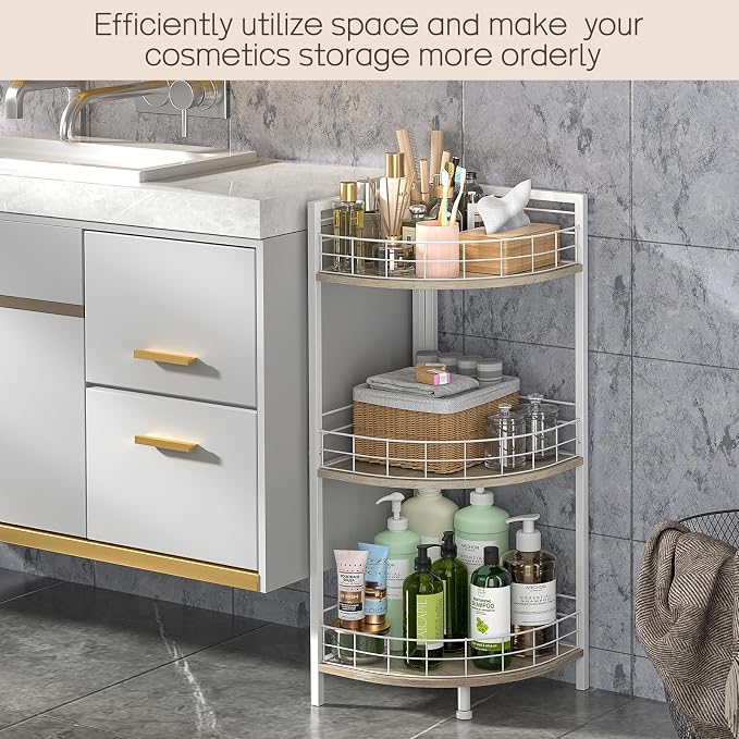DAOUTIME Bathroom Standing Shelf, 3 Tier Free-Standing Shelf Units, Open Floor - Image 6