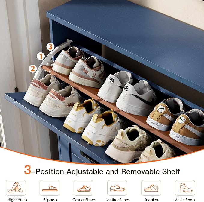 Nicetree Shoe Cabinet for Entryway, 3 Flip Drawers Shoe Storage Cabinet - Image 5