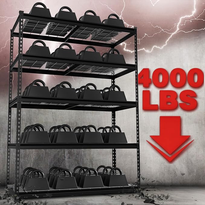 WORKPRO 5-Tier Heavy Duty Metal Shelving Unit, 48”W x 24”D x 72”H, Adjustable - Image 4