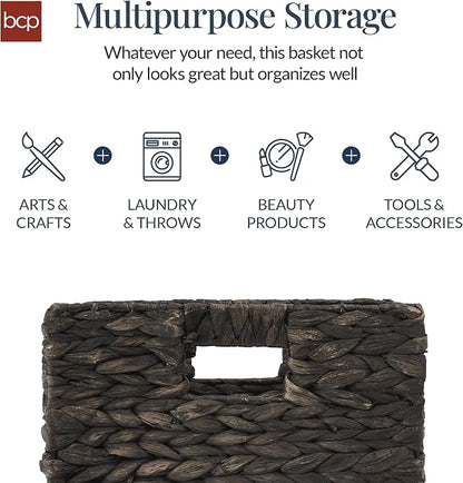 Best Choice Products 12x12in Pack of 5 Cube Storage Baskets, Water Hyacinth - Image 5
