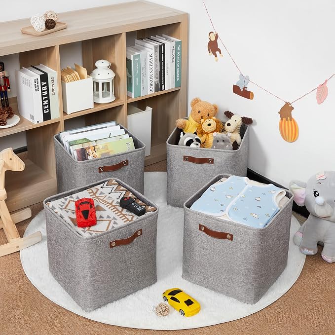 HNZIGE Fabric Storage Cubes Baskets, Foldable Storage Basket - Image 4