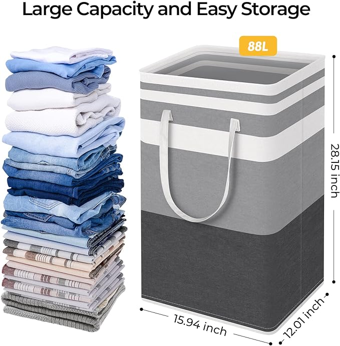 HomeHacks 2-Pack Large Laundry Basket, Waterproof, Freestanding Laundry Hamper - Image 4