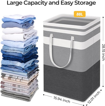 HomeHacks 2-Pack Large Laundry Basket, Waterproof, Freestanding Laundry Hamper - Image 4