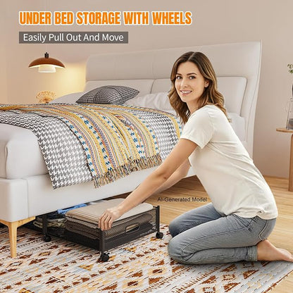 Under Bed Storage With Wheels, 47.2''/90lbs/57.6L, Metal Frame Under Bed - Image 2