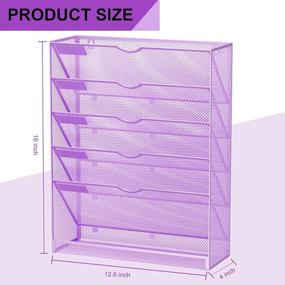 Hanging Wall File Organizer 6 Tier Wall Mounted Mail Paper Folder Holder - Image 3