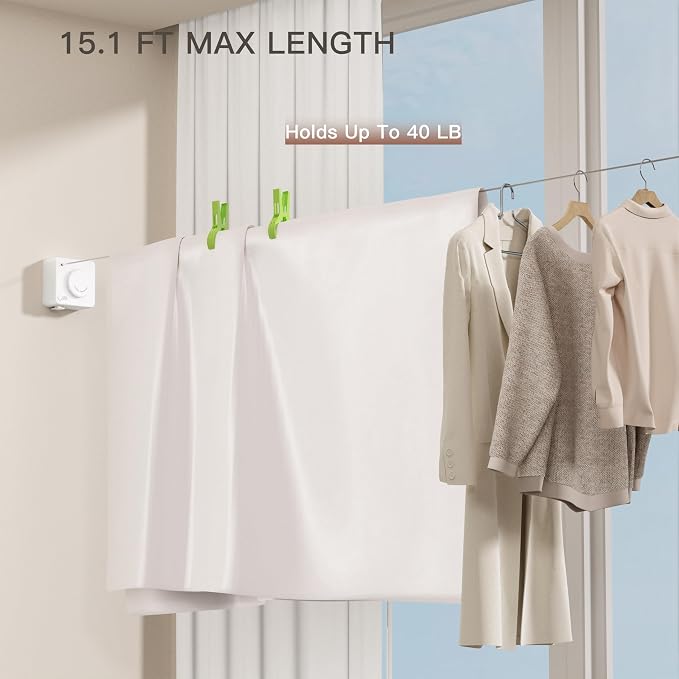 Retractable Clothesline Indoor Outdoor, Clothes Line Retracting Indoor - Image 4