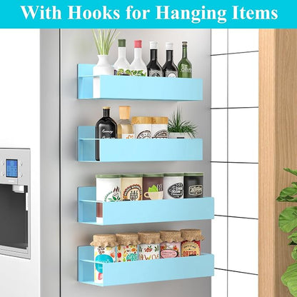 Metal Magnetic Spice Rack for Refrigerator Blue, 4 Pack | Magnetic Shelves - Image 2
