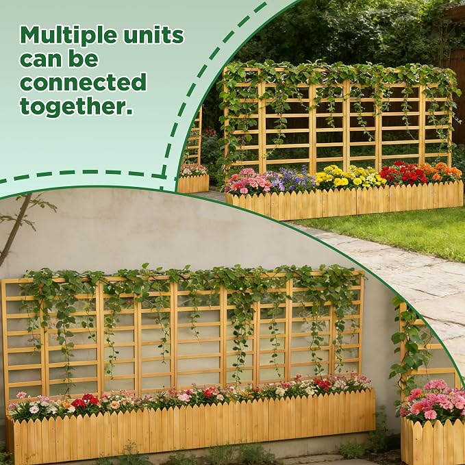 3 Panels Privacy Screen with Planter Box Outdoor, Vertical Raised Garden Bed - Image 6