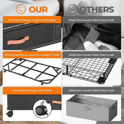 Under Bed Storage with Wheels, XXL Large Under the Bed Storage Organizer Bins - Image 3
