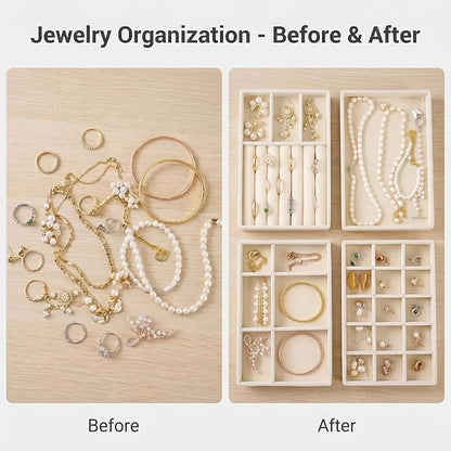 Velvet Jewelry Organizer for Drawer, Stackable Jewelry Drawer Inserts in Dresser - Image 4