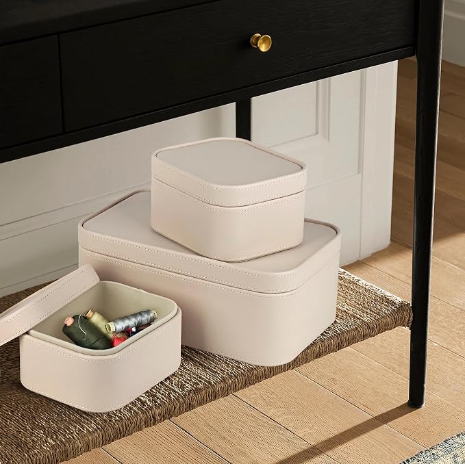 HofferRuffer Faux Leather Decorative Storage Boxes, Dust proof Storage Shelf - Image 7