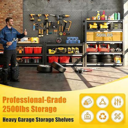 Heavy Duty Metal Garage Shelving, 5-Tier Adjustable Storage Shelf - Image 5