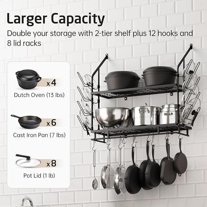 KES 30-Inch Pot Rack Wall Mounted - Image 2