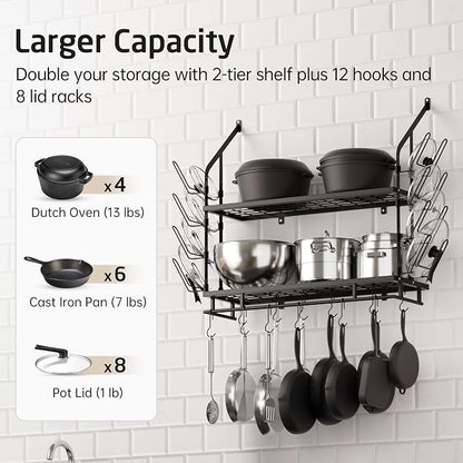 KES 30-Inch Pot Rack Wall Mounted - Image 2