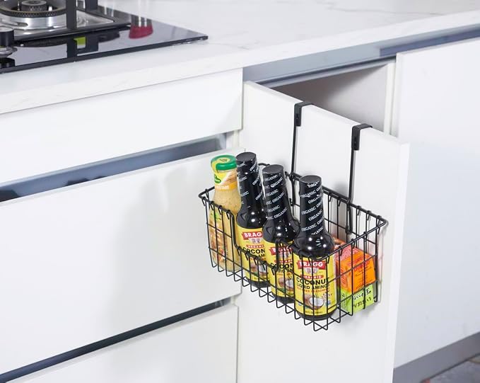 JUNCHU CHERRY Wire Storage Basket 2 Packs, Wall Mounted Kitchen Bathroom - Image 8