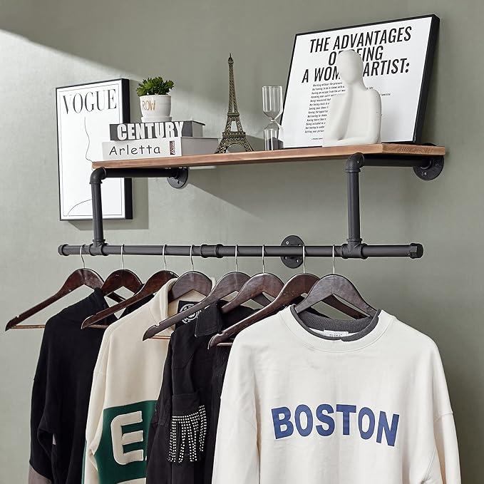 36In Industrial Pipe Clothing Rack - Image 3