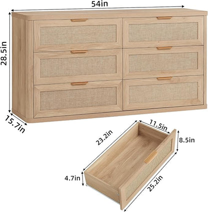 LEYAOYAO Rattan 6 Drawer Dresser - Image 2