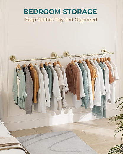 OROPY 33" Industrial Pipe Clothing Rack, Wall Mounted Clothes Rack 2 Pack | Gold - Image 6