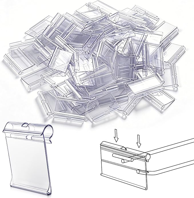 200 Pcs 2" x 1.5" Hook Scanner Plates Shelf Label Holders, Reusable Flip-open by Mifoci