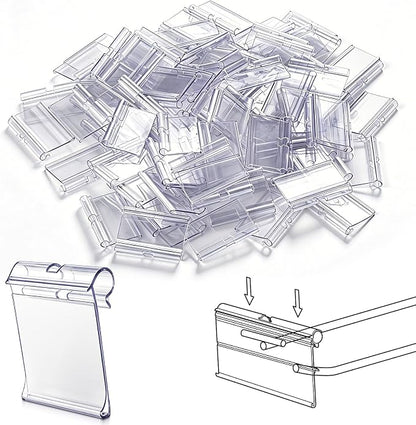 200 Pcs 2" x 1.5" Hook Scanner Plates Shelf Label Holders, Reusable Flip-open by Mifoci