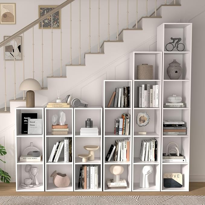 6 Cube Storage Organizer, 6 Tier Vertical Cube Bookcase Freestanding Storage - Image 9