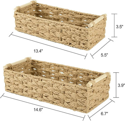 OIAHOMY Toilet Paper Baskets Handmade Paper Rope Decorative Wicker Storage Tank - Image 3