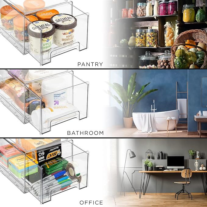 Sorbus Plastic Storage Bins Stackable Clear Pantry Organizer Box Bin - Image 5