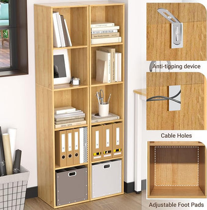 5 Cube Storage Organizer, 5 Tier Cube Low Bookcase Freestanding Storage Display - Image 5