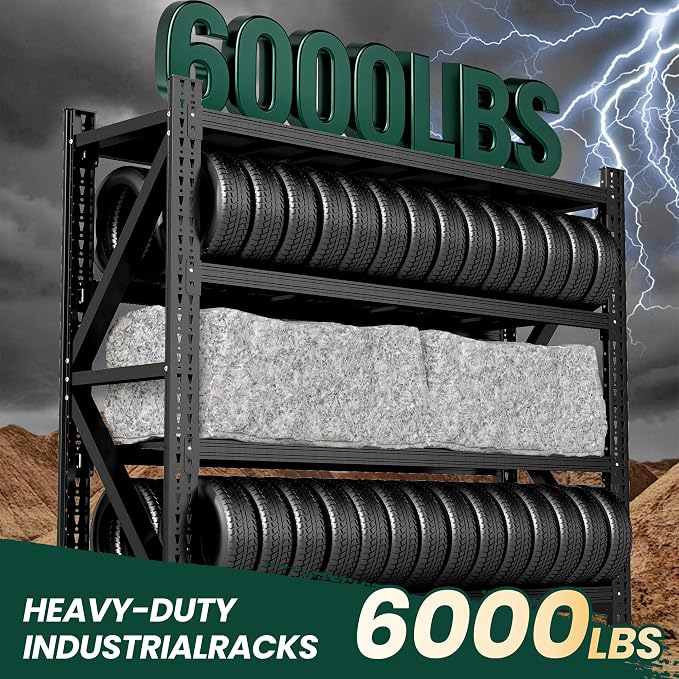Heavy Duty Garage Storage Shelves, 6000LBS Capacity, 4-Tier Adjustable - Image 3