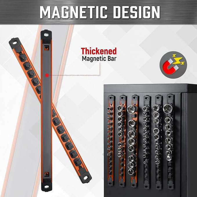 ALOANES 3-Piece Magnetic Rail Organizer, Heavy Duty Aluminum Rails, 360 Swivel - Image 4